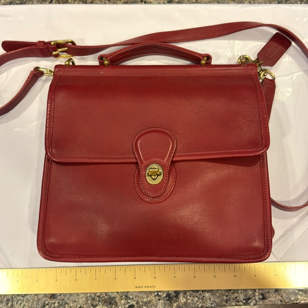 Vintage Coach Willis Top-Handle Crossbody Shoulder Bag Purse # 9927 ( Red )